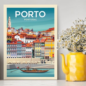 Porto Portugal Travel Poster / Porto Vintage Illustration / Porto Print / Travell Collection / Travel Gifts / Housewarming Gift / Wall Art