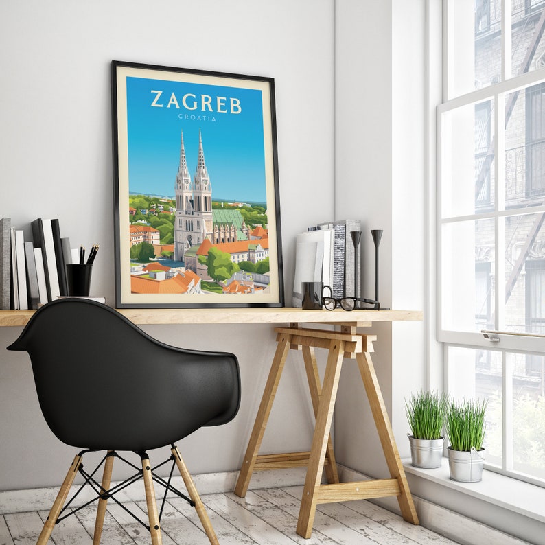 Zagreb Croatia Travel Poster / Zagreb Illustration / Croatia Etsy