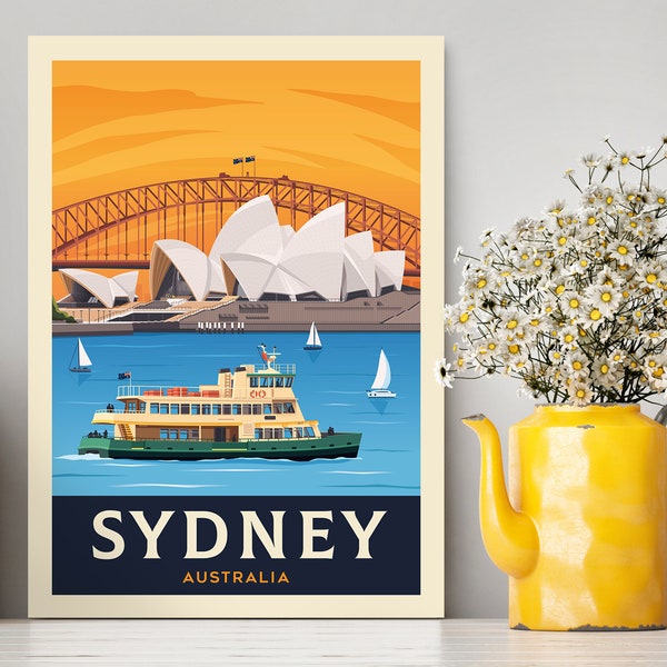 Sydney Australien Druck | Australien Reise Poster | Australien Geschenke | Sydney Opernhaus | Weltreise Poster | Minimalistische Stadtansicht