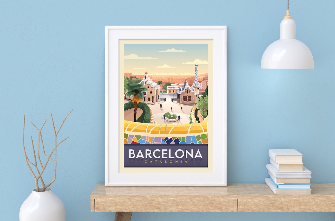 Barcelona City Print / Spain Travel Poster / Barcelona City - Etsy