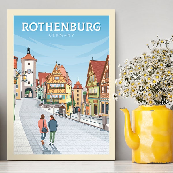 Rothenburg Germany Reiseposter / Home Modern Wall Art / Hängende Wanddekoration für Wohnzimmer/ Schlafzimmer / Bestes Geschenk für Besucher