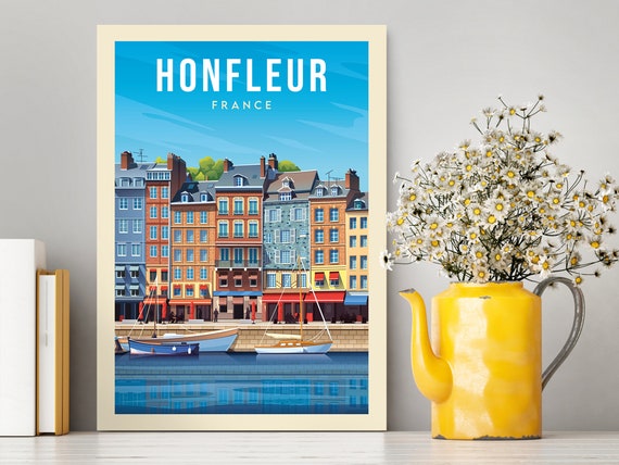 Honfleur France Normandy Travel Poster / Honfleur Illustration - Etsy