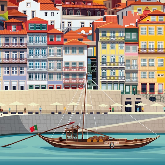 Impression de voyage à Porto Portugal, affiche de Porto, art mural