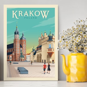 Krakow Poland City Print / Krakow Travel Poster / Krakow City Poster / Poland Wall Art / Krakow Illustration / Printed on High Quality Paper