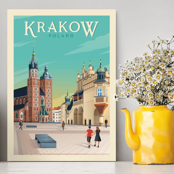 Krakow Poland City Print / Krakow Travel Poster / Krakow City Poster / Poland Wall Art / Krakow Illustration / Printed on High Quality Paper