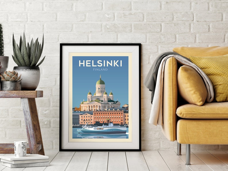 Helsinki Finland Travel Poster Wall Art City travel Print Europe