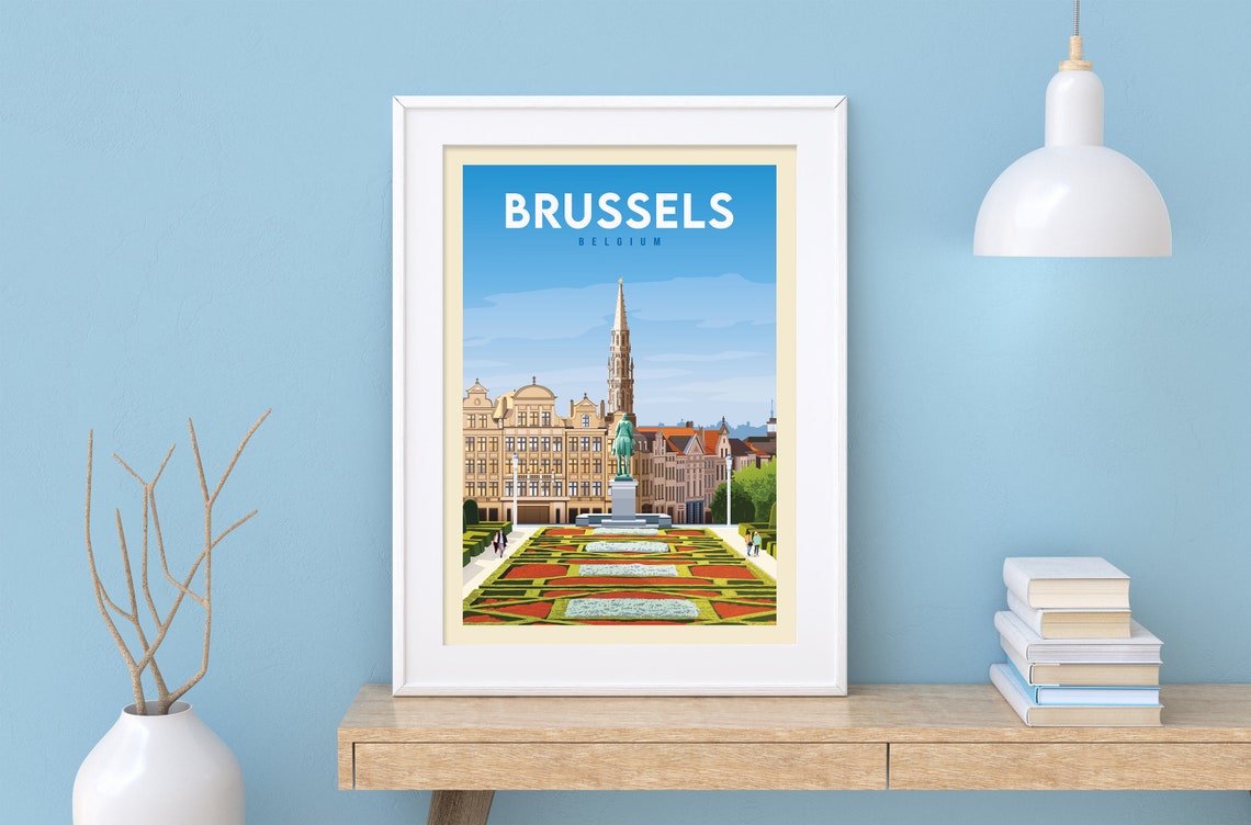 Brussels Belgium Poster / Travel Poster / Brussels Poster / Etsy