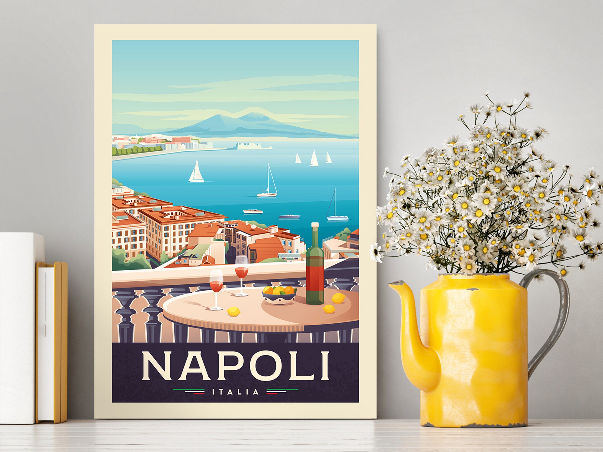 イタリア(ナポリ)のポスター Napoli Italia Print | Naples Italy Illustration | Travel