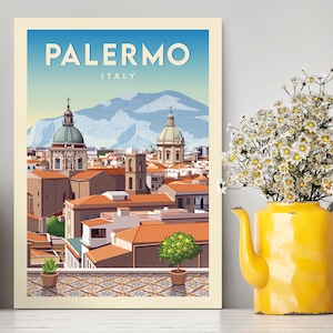 Palermo Sicily Italy Travel Poster / Palermo Italy Travel Print / Palermo Illistration /Sicily Minimalist Cityscape/Travel Poster Collection