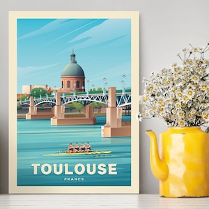 Toulouse France Haute-Garonne Travel Poster / Toulouse France Illustration / Toulouse Print / France Poster / vintage Poster / Travel Gifts
