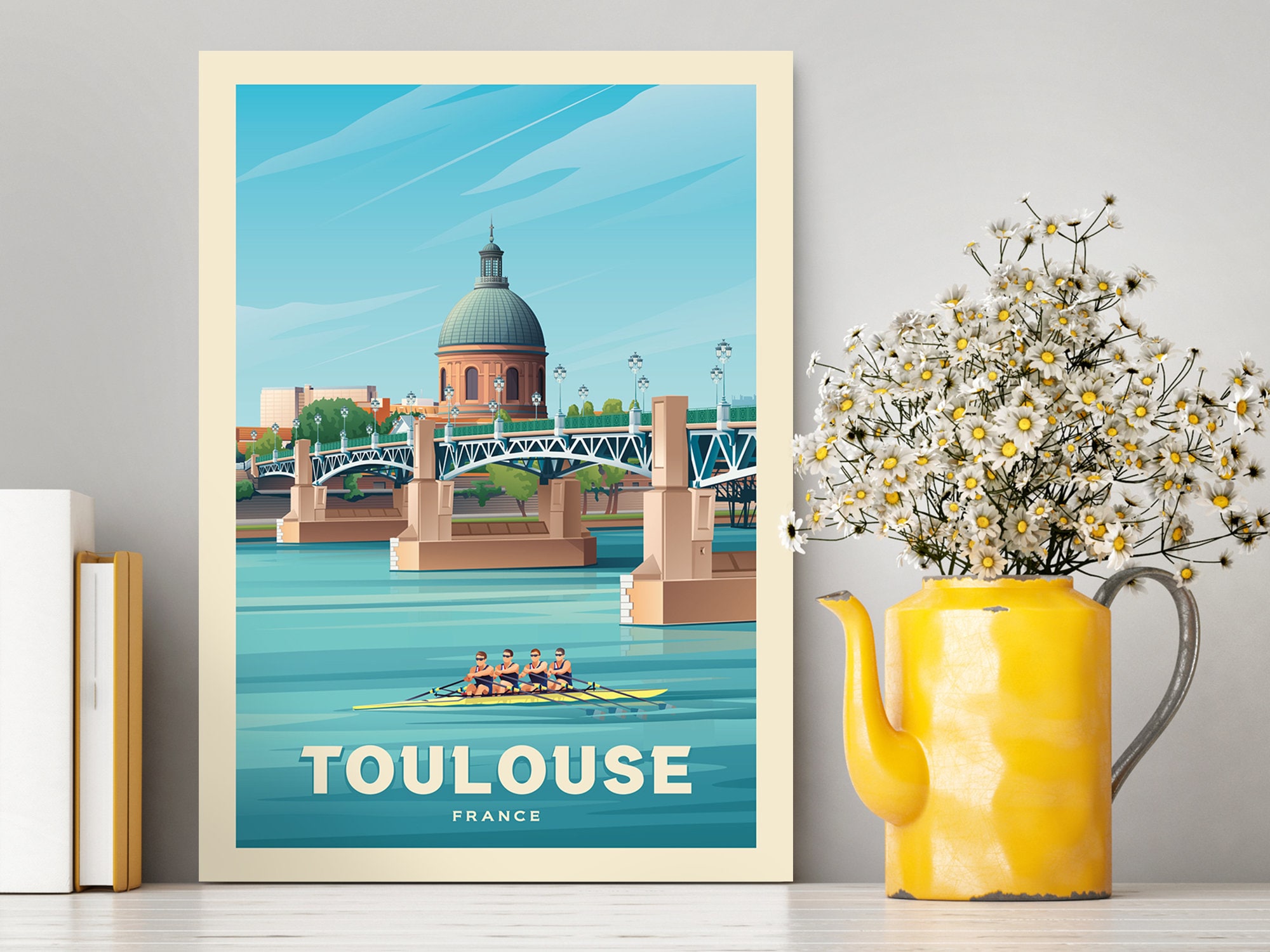 Toulouse France Haute-Garonne Travel Poster / Toulouse France Illustration / Toulouse Print / France Poster / Vintage Poster / Travel Gifts
