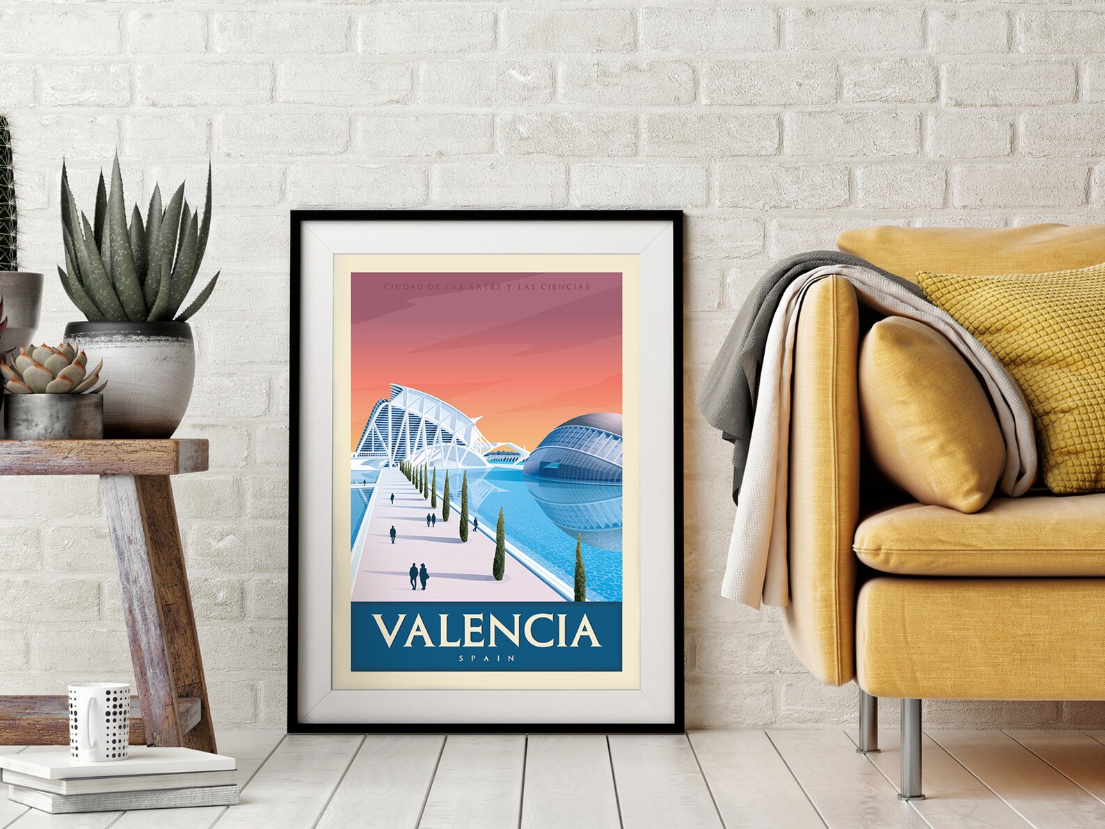 Valencia Spain Red Travel Poster / City of Arts and Sciences / Ciutat