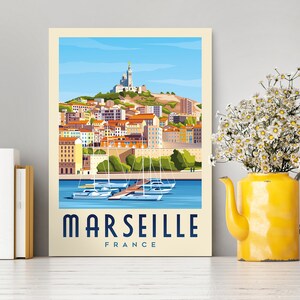 Marseille France Travel Poster / Mediterranean Sea Poster / Marseille Illustration / Marseille Print on High Quality Paper/ Vintage