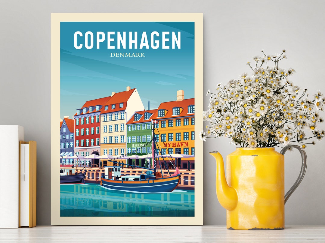 Copenhagen Denmark Travel Poster / Copenhagen Illustration / Copenhagen ...