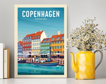 Copenhagen Denmark Travel Poster / Copenhagen Illustration / Copenhagen Print / Denmark Illustration / Denmark Travel Poster / Best Gift