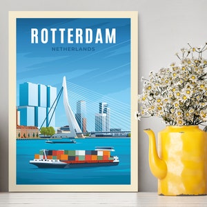 Rotterdam City Print / Netherlands Travel Poster / Rotterdam City Poster / Rotterdam Wall Art / Printed on High Quality Paper