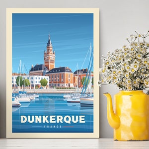 Dunkerque France Normandie Affiche de voyage / Dunkerque Illustration / Dunkerque Print / France Poster / vintage City Poster / Travel Gifts / Gift
