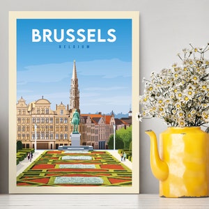 Brussels Belgium Poster / Travel Poster / Brussels Poster / Brussels Illustration / Belgium Travel Poster / Gift for a Friend