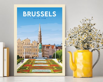 Affiche Belgique Bruxelles / Affiche Voyage / Affiche Bruxelles / Illustration Bruxelles / Affiche Voyage Belgique / Cadeau pour un ami