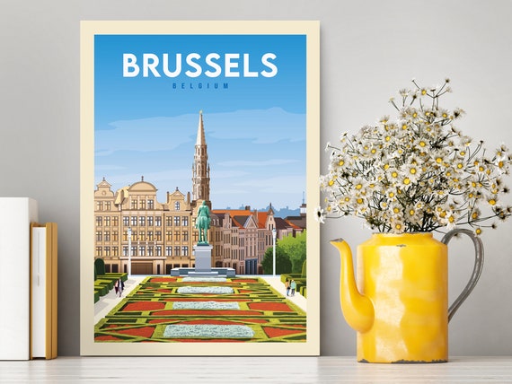 Affiche Belgique Bruxelles / Affiche Voyage / Affiche Bruxelles /  Illustration Bruxelles / Affiche Voyage Belgique / Cadeau pour un ami -  Etsy France