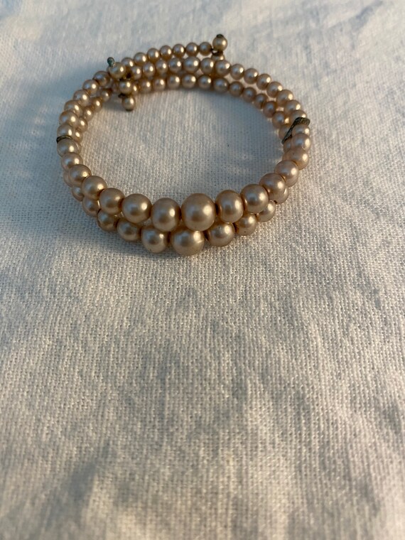 Antique Glass Pearl Bead Bracelet, Petite Glass Pe