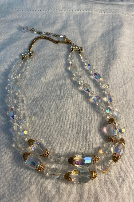 Beautiful Aurora Borealis Necklace, 1940's  Crysta