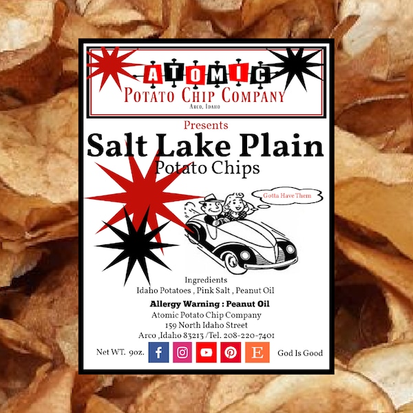 Atomic potato Chip Company Salt Lake Plain Potato Chips 9oz bag (lightly salted)