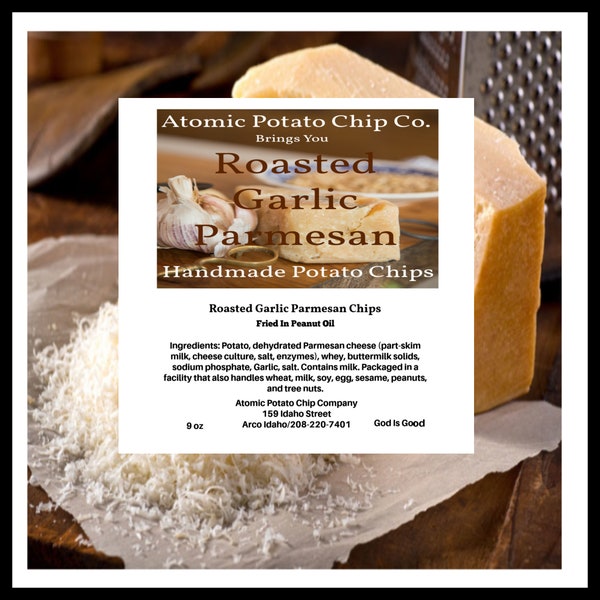 Atomic Potato Chip Company Roasted Garlic Parmesan Potato Chips 9 oz bag