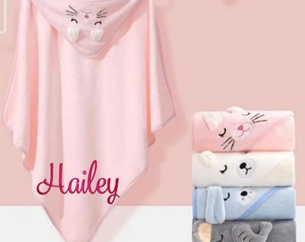 Personalized Baby Hooded Towel: Custom Embroidered Plush Cotton