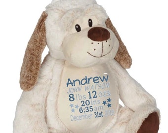 Personalized Stuffed Animal, Personalized bunny, gift newborn, Birth announcement, Birth Stats, Plush animals, Birthday gift