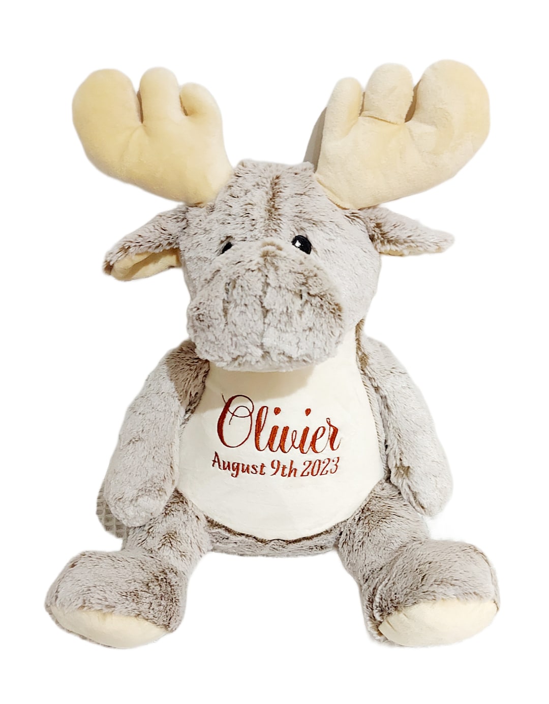 Personalized Stuffed Animal, Personalized Moose, Gift for Boy, Girl, Birth Announcement, Newborn