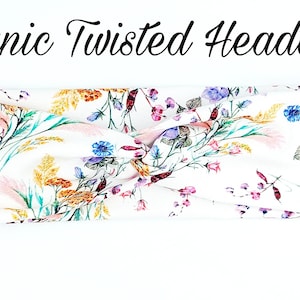 Organic Headbands for women, Floral headband, Stretchy cotton jersey, Fabric hairband,Twisted headband, Hairband, Yoga fitness wrap