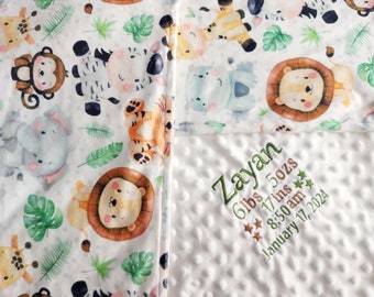 Birth stats baby blanket Personalised Baby Blanket birth stats  Minky Baby Blanket Newborn Girl Boy Gift Size 30"x40"