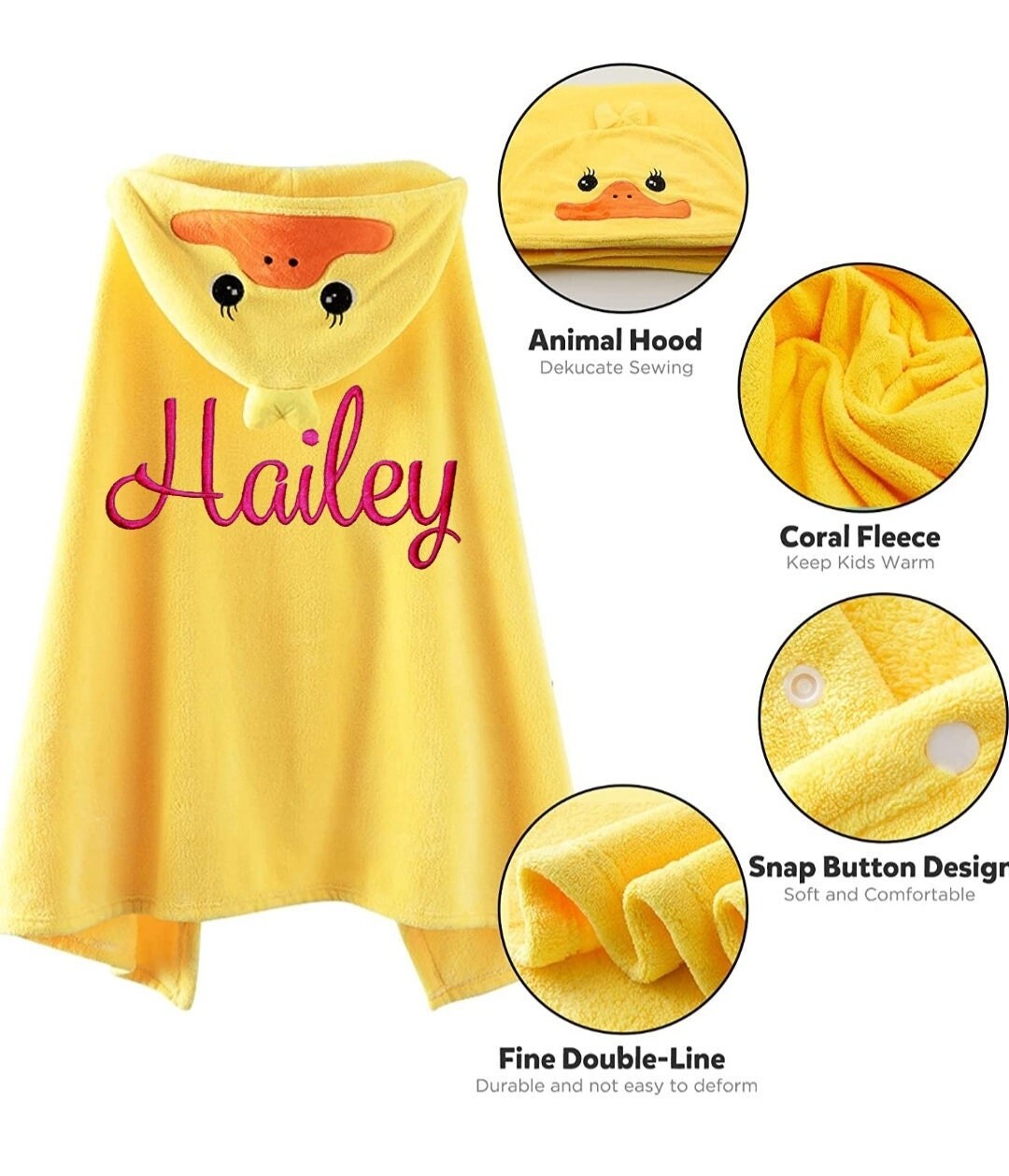 Personalized Baby Hooded Bath Towels, Animal Design Baby Bath Towels