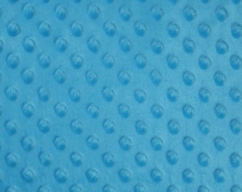 Blue Minky Fabric, Dot Minky in Aqua Blue, Minky Fleece Fabric, Fabric by Yard, Fabric for Blankets, Pillows, Soft minky