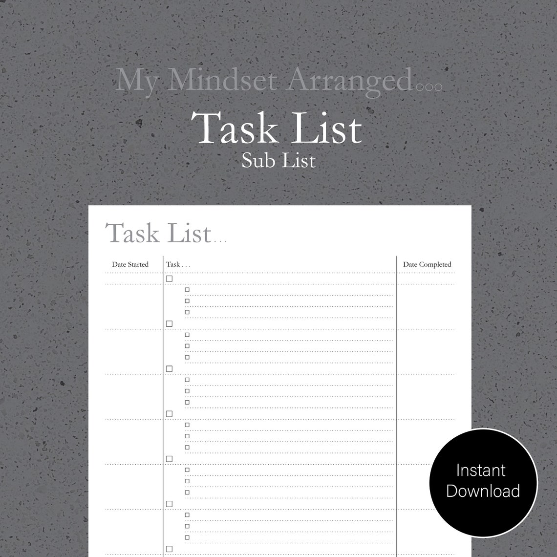 Sub Task List 3 PRINTABLE/w/ Sub List/ To Do List/Minimalist | Etsy