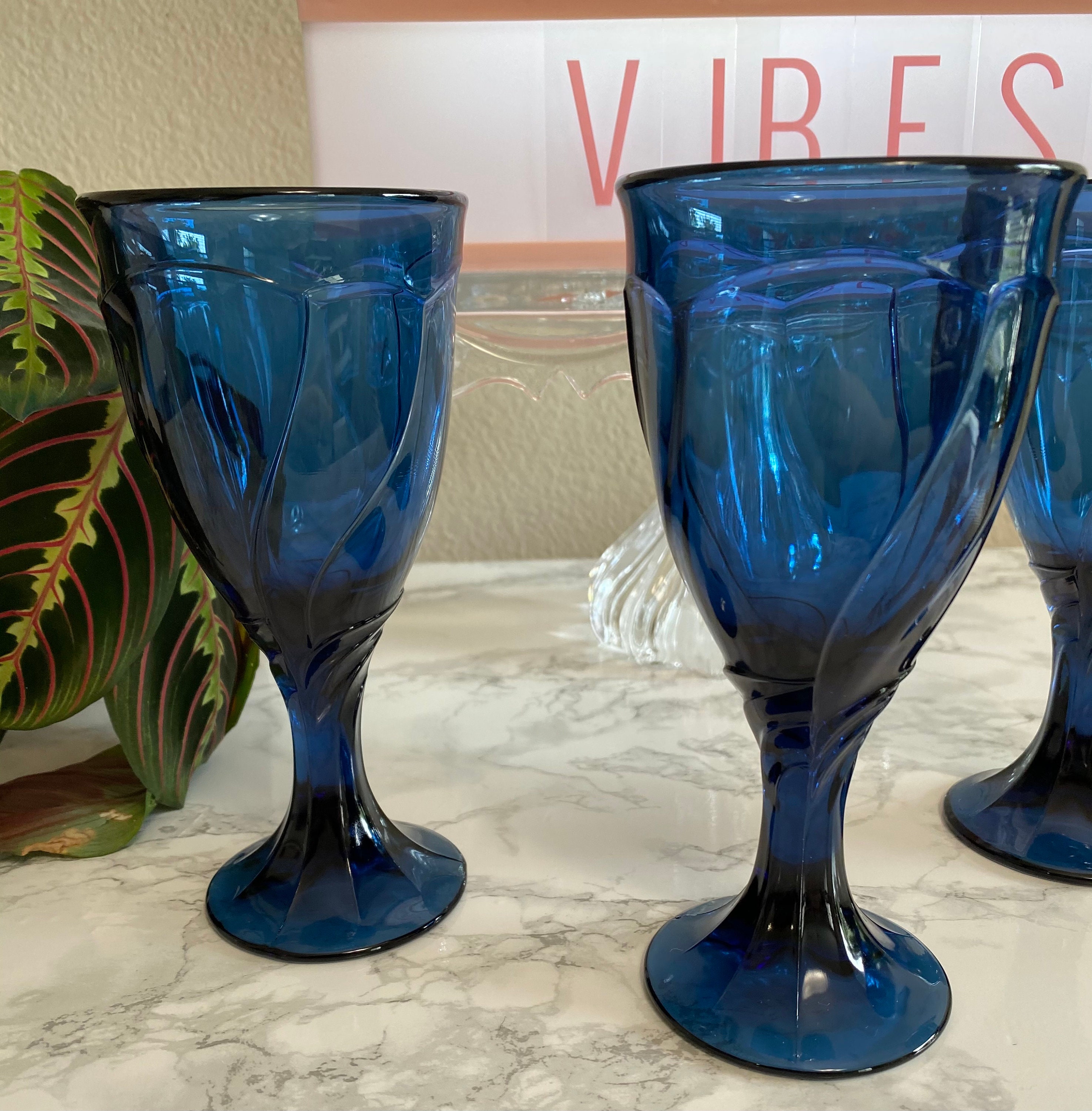 Vintage Noritake Sweet Swirl Midnight Blue Drink GlassesSet Etsy