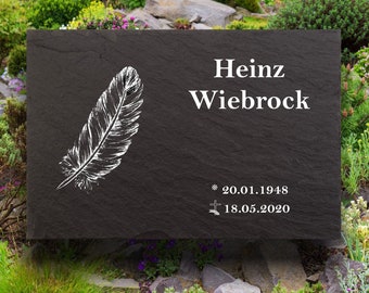 Urnengrabsteine, Grabsteine für Urnengräber, Gedenktafel aus Naturschiefer, mit personalisierten Text, 30x20cm 100% Wetterfest.