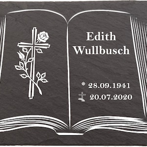 Urn gravestones, gravestones for urn graves, memorial plaque made of natural slate, with personalized text, 30 x 20 cm 100% weatherproof. image 6