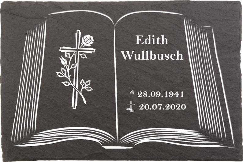 Urn gravestones, gravestones for urn graves, memorial plaque made of natural slate, with personalized text, 30 x 20 cm 100% weatherproof. image 6