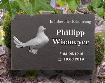 Urnengrabsteine, Grabsteine für Urnengräber, Gedenktafel aus Naturschiefer, mit personalisierten Text, 30x20cm 100% Wetterfest.