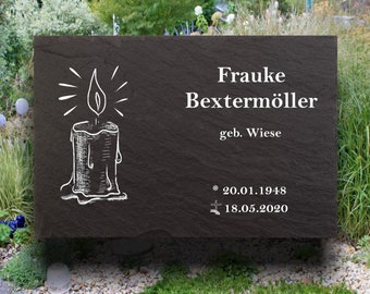 Urnengrabsteine, Grabsteine für Urnengräber, Gedenktafel aus Naturschiefer, mit personalisierten Text, 30x20cm 100% Wetterfest.