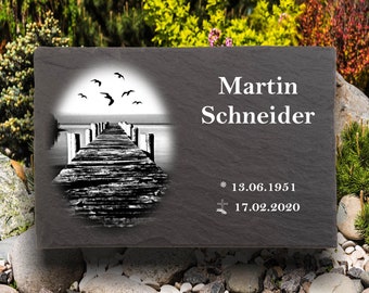 Urn gravestones, gravestones for urn graves, memorial plaque made of natural slate, with personalized text, 30 x 20 cm 100% weatherproof.