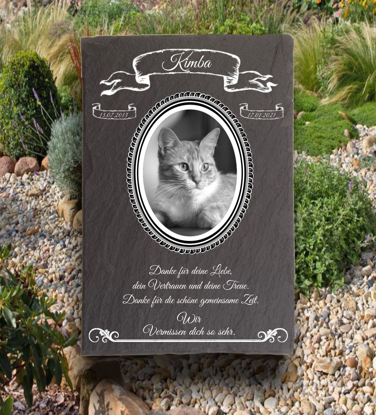 Plaque commémorative personnalisée en pierre commémorative avec photo de  chat -  France