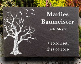 Urn gravestones, gravestones for urn graves, memorial plaque made of natural slate, with personalized text, 30 x 20 cm 100% weatherproof.