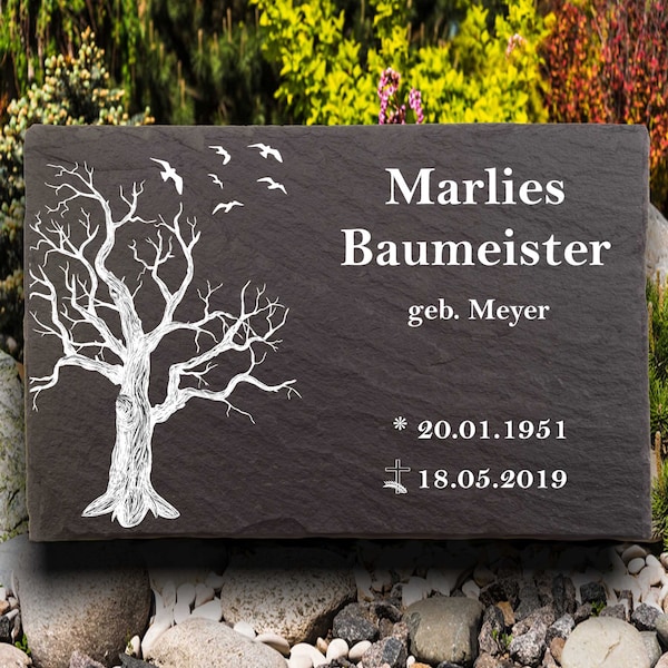 Urnengrabsteine, Grabsteine für Urnengräber, Gedenktafel aus Naturschiefer, mit personalisierten Text, 30x20cm 100% Wetterfest.