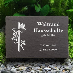 Urnengrabsteine, Grabsteine für Urnengräber, Gedenktafel aus Naturschiefer, mit personalisierten Text, 30x20cm 100% Wetterfest.