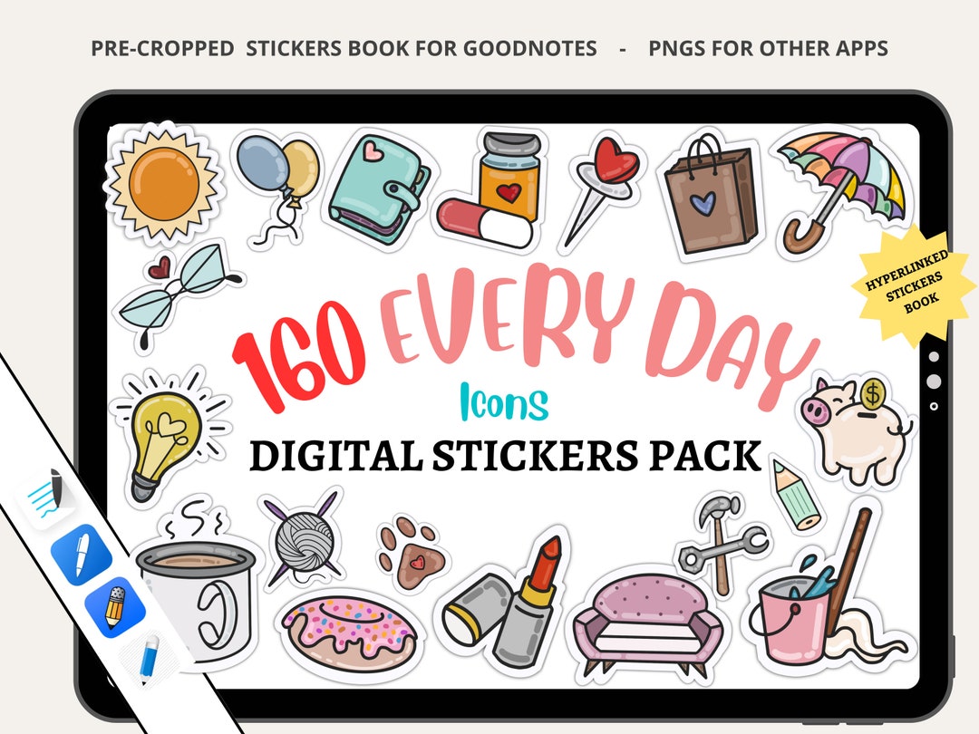Goodnotes Digital Sticker Book, Cute Everyday Digital Stickers ...