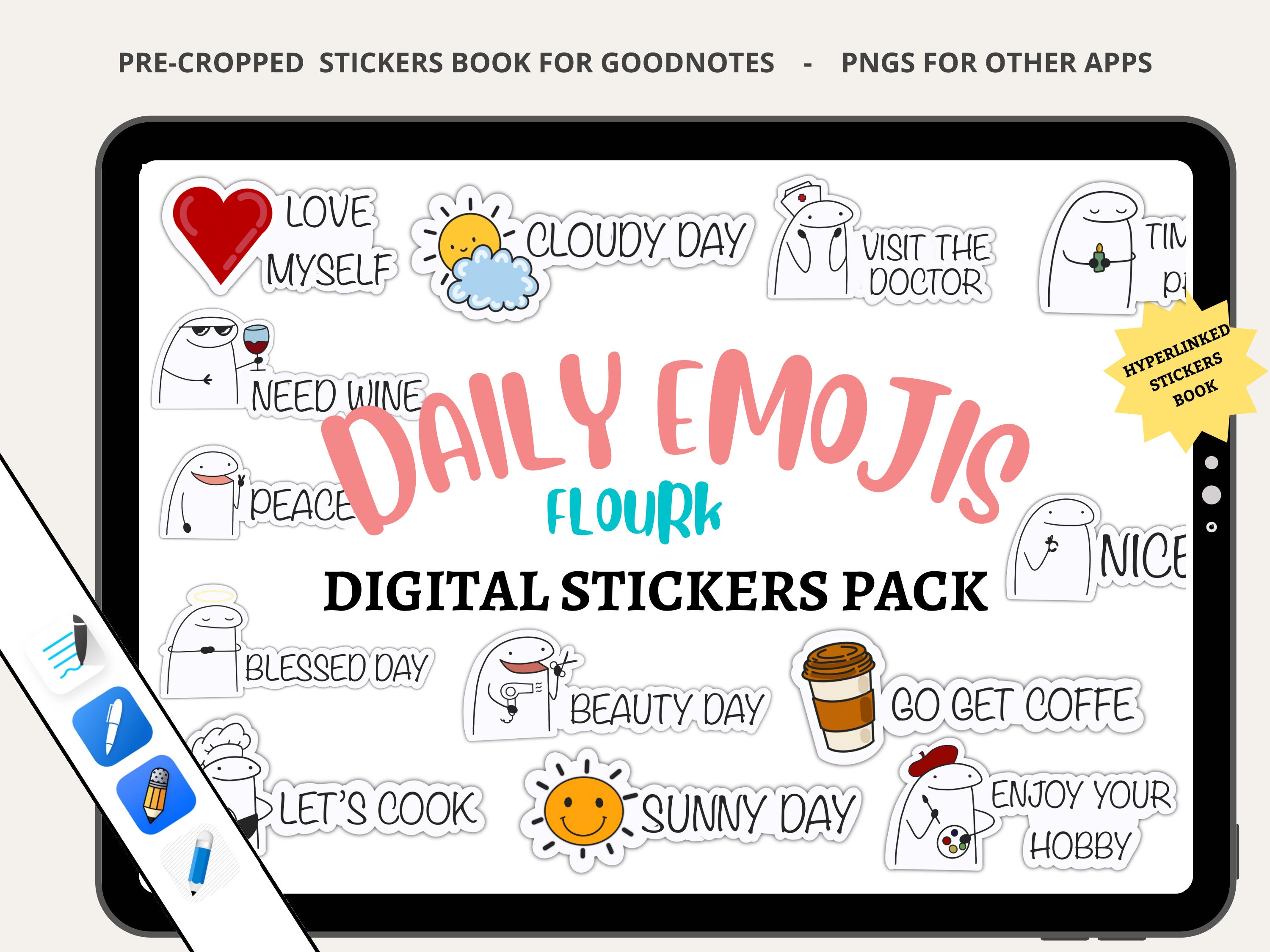 Flork Cute Everyday Digital Stickers for Goodnotes Everyday Life Icon ...