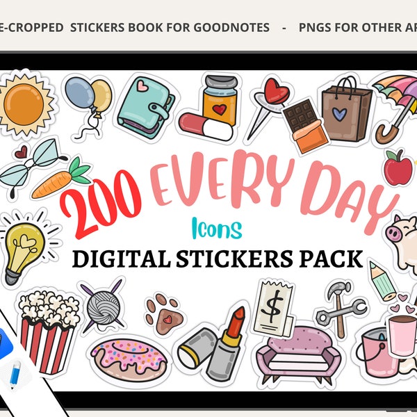 Everyday Life Icon for GoodNotes, Digital Planner Stickers for Goodnotes Digital Icon Sticker Bundle Digital stickers for digital journaling